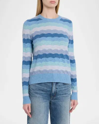 Autumn Cashmere Scalloped Pointelle-Knit Cashmere Sweater | Thumbnail 4