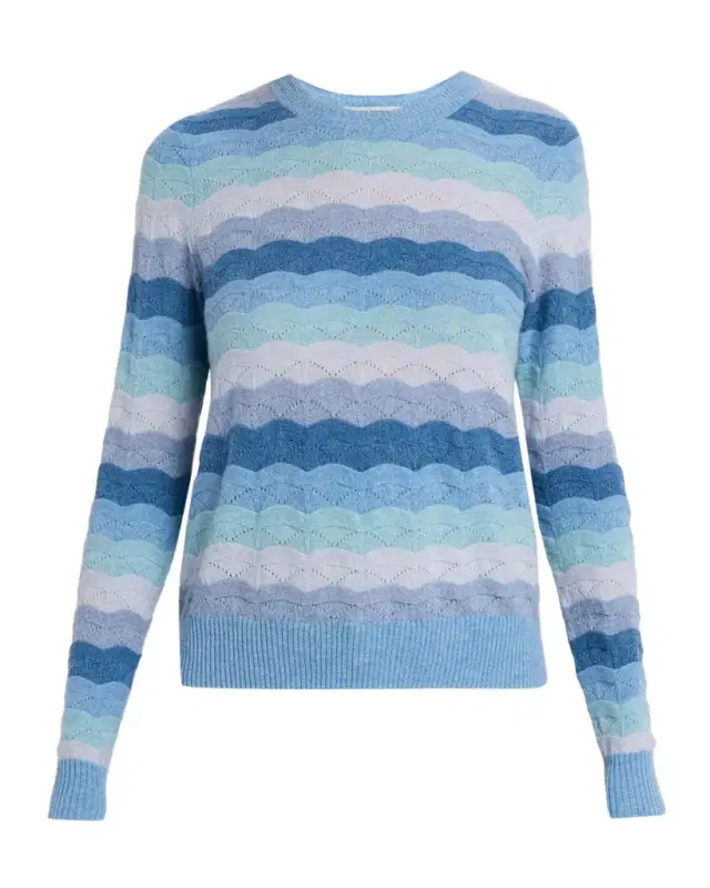Autumn Cashmere Scalloped Pointelle-Knit Cashmere Sweater