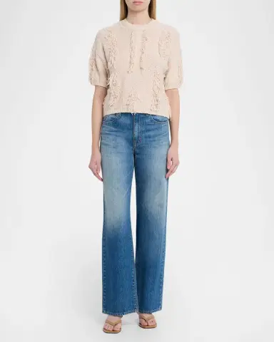Autumn Cashmere Short-Sleeve Fringe Cotton Sweater | Thumbnail 2 Autumn Cashmere Short-Sleeve Fringe Cotton Sweater | Thumbnail 2