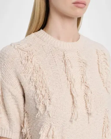 Autumn Cashmere Short-Sleeve Fringe Cotton Sweater | Thumbnail 5 Autumn Cashmere Short-Sleeve Fringe Cotton Sweater | Thumbnail 5