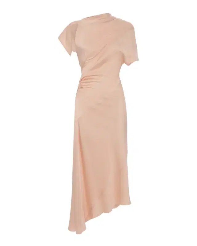 Asymmetric Twist Satin Midi Dress