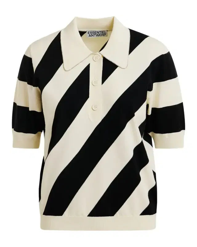 Joram Striped Knit Polo with Embellished Collar