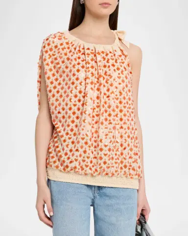 Essentiel Antwerp Jocelyn Sequined Asymmetric Tie-Neck Top | Thumbnail 4 Essentiel Antwerp Jocelyn Sequined Asymmetric Tie-Neck Top | Thumbnail 4