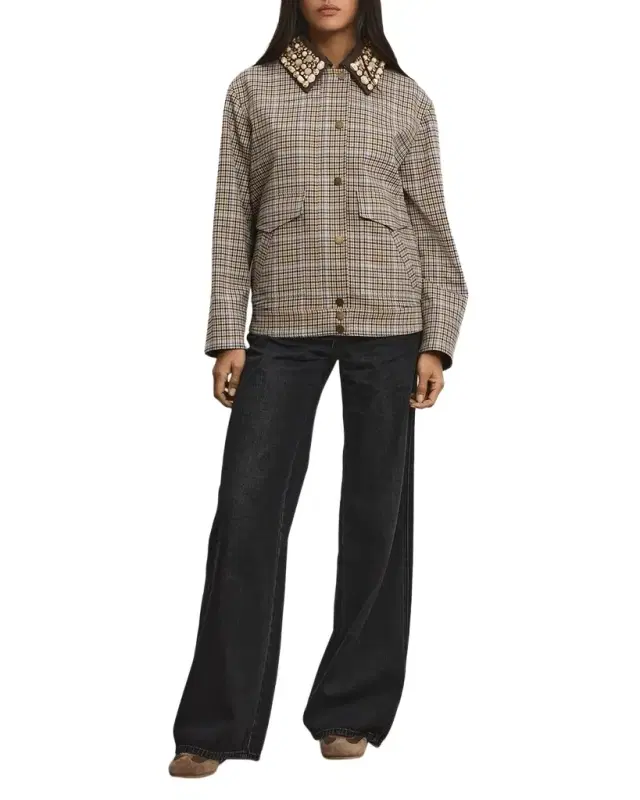 Kasper Boxy Plaid-Print Jacket