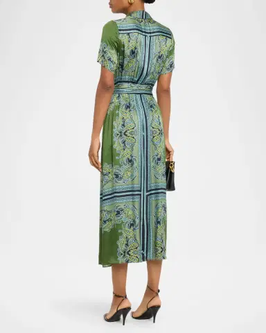 MISA Los Angeles Esmeralda Scarf-Print Satin Midi Shirtdress | Thumbnail 2 MISA Los Angeles Esmeralda Scarf-Print Satin Midi Shirtdress | Thumbnail 2