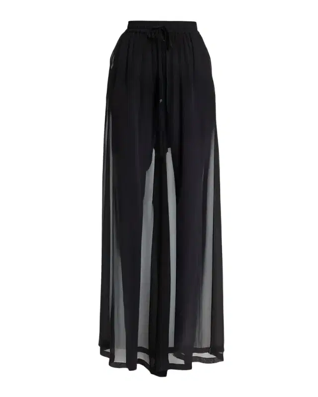 Dolce & Gabbana Sheer Silk Chiffon Wide-Leg Pull-On Pants