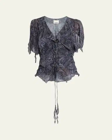 Isabel Marant Thanais Lace-Up Silk Top | Thumbnail 5