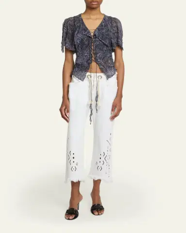 Isabel Marant Thanais Lace-Up Silk Top | Thumbnail 6