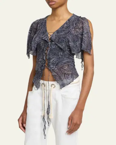 Isabel Marant Thanais Lace-Up Silk Top | Thumbnail 8