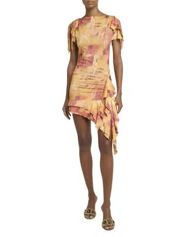 Isabel Marant Janick Asymmetric Ruffle Jersey Mini Dress | Thumbnail 1 Isabel Marant Janick Asymmetric Ruffle Jersey Mini Dress | Thumbnail 1