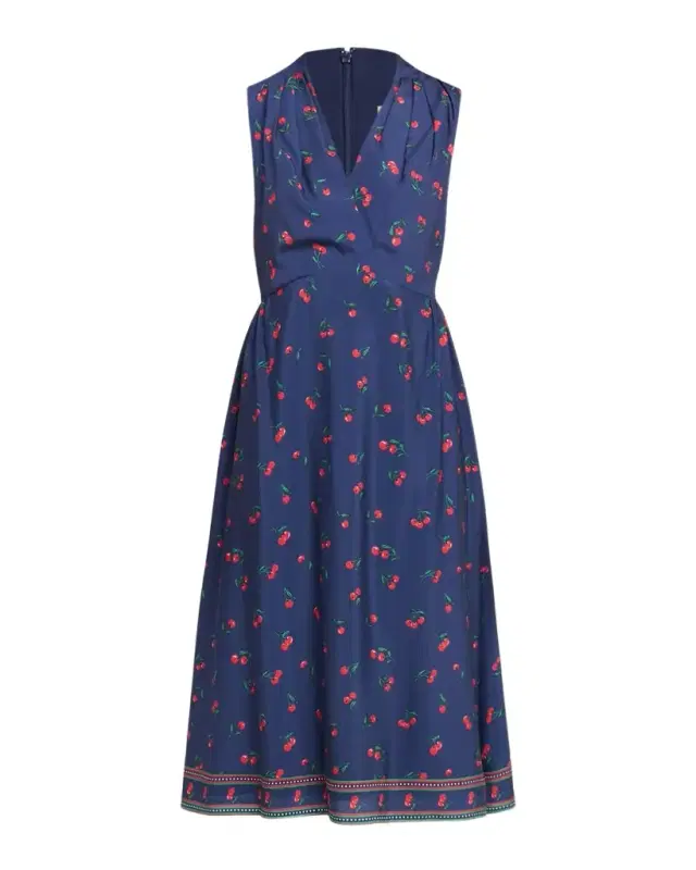 Thorton Cherry-Print Crepe De Chine Midi Dress