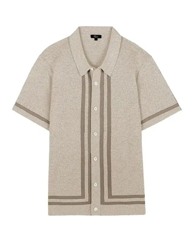 Men 's Leo Melange Short-Sleeve Polo Sweater