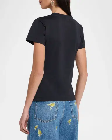 Ganni Logo Embroidered Cotton-Jersey Tee | Thumbnail 3 Ganni Logo Embroidered Cotton-Jersey Tee | Thumbnail 3