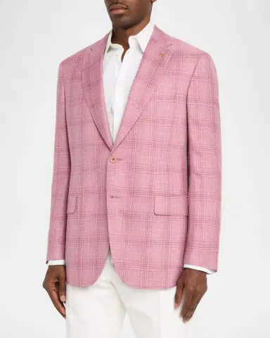 Stefano Ricci Men's Wool, Silk and Linen Tonal Plaid Sport Coat | Thumbnail 4 Stefano Ricci Men's Wool, Silk and Linen Tonal Plaid Sport Coat | Thumbnail 4