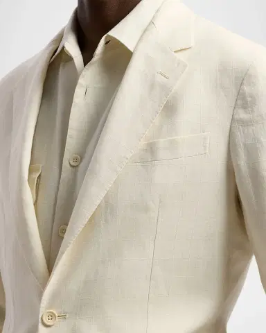 Ralph Lauren Purple Label Men 's Linen Windowpane Single-Breasted Sport Coat | Thumbnail 4