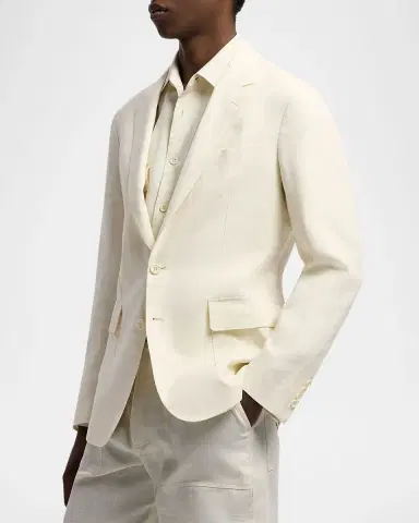 Ralph Lauren Purple Label Men 's Linen Windowpane Single-Breasted Sport Coat | Thumbnail 5