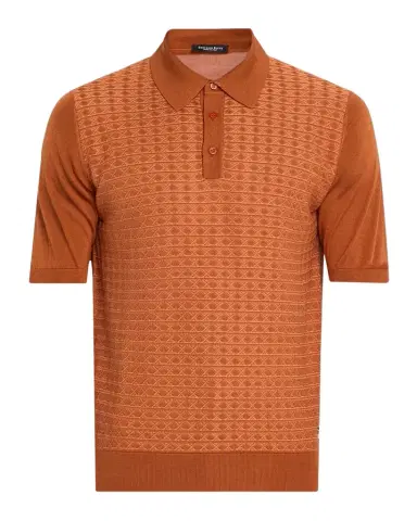 Stefano Ricci Men's Horizontal Geometric Silk and Cotton Short-Sleeve Polo Sweater | Thumbnail 1