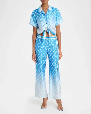 CASABLANCA Gradient Diamond Print Silk Straight-Leg Pants | Thumbnail 2
