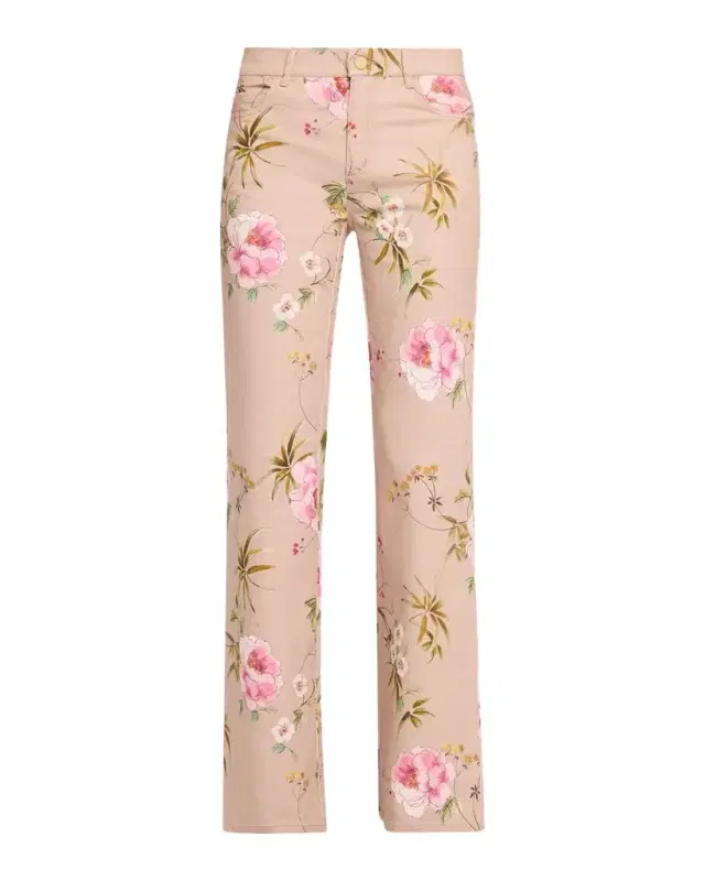 Leigh Floral-Print Straight-Leg Pants