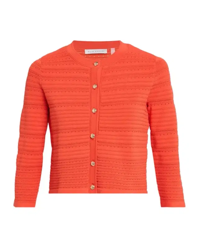 The Alessandra Pointelle Rib Knit Cardigan