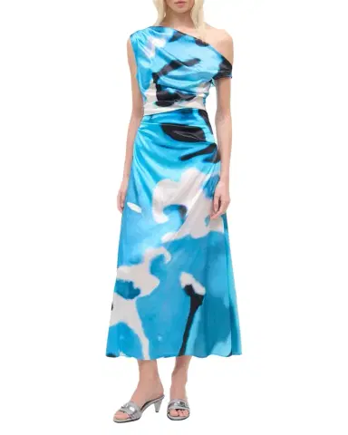 STAUD Phare Draped Silk Dress | Thumbnail 1 STAUD Phare Draped Silk Dress | Thumbnail 1