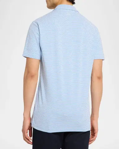 Peter Millar Men's Crown Crafted Albatross Stripe Pique Polo Shirt | Thumbnail 3