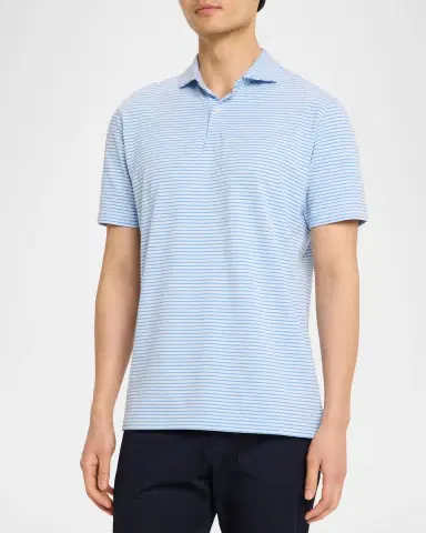 Peter Millar Men's Crown Crafted Albatross Stripe Pique Polo Shirt | Thumbnail 4
