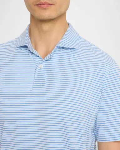 Peter Millar Men's Crown Crafted Albatross Stripe Pique Polo Shirt | Thumbnail 5