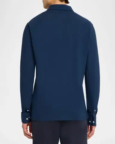 Peter Millar Men's Crown Crafted Cool Cotton Long-Sleeve Polo Shirt | Thumbnail 2