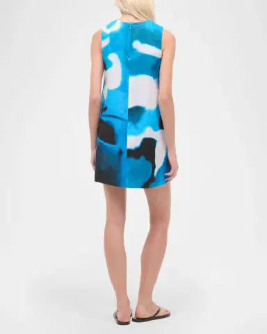 STAUD Brea Blue Haze Linen Shift Dress | Thumbnail 2