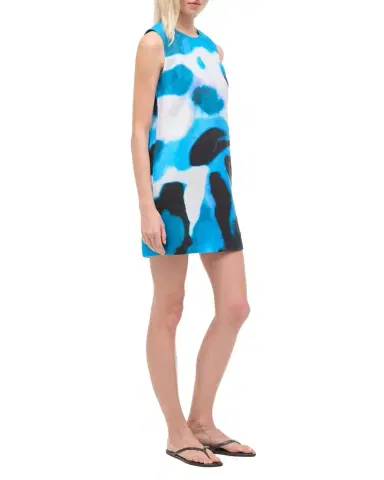 STAUD Brea Blue Haze Linen Shift Dress | Thumbnail 1