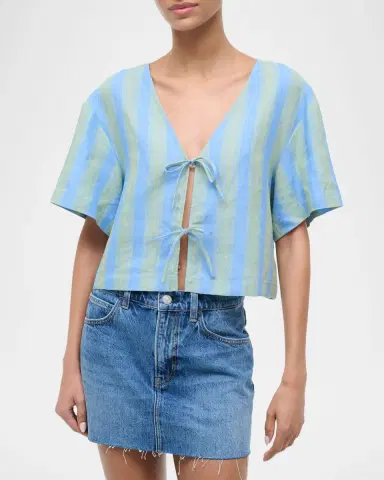STAUD Ava Striped Linen Top | Thumbnail 3 STAUD Ava Striped Linen Top | Thumbnail 3