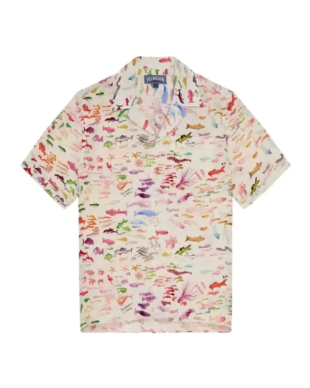 x Fabrice Hyber Men 's Pescador Linen Camp Shirt