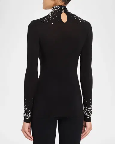Rabanne Degrade Studded Turtleneck Long-Sleeve Top | Thumbnail 2