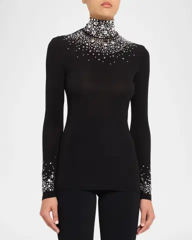 Rabanne Degrade Studded Turtleneck Long-Sleeve Top | Thumbnail 3