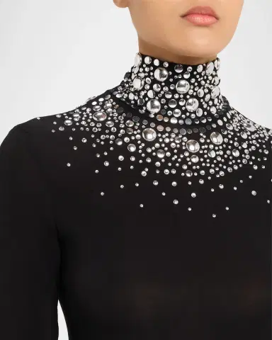 Rabanne Degrade Studded Turtleneck Long-Sleeve Top | Thumbnail 4