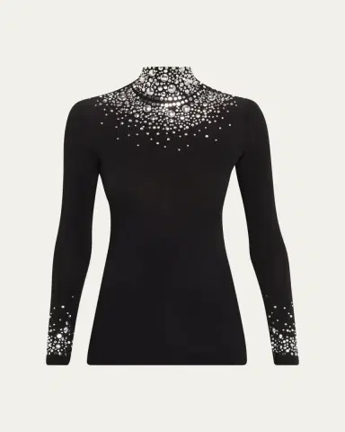 Rabanne Degrade Studded Turtleneck Long-Sleeve Top | Thumbnail 5