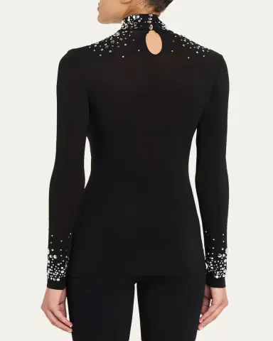 Rabanne Degrade Studded Turtleneck Long-Sleeve Top | Thumbnail 7