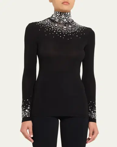 Rabanne Degrade Studded Turtleneck Long-Sleeve Top | Thumbnail 8