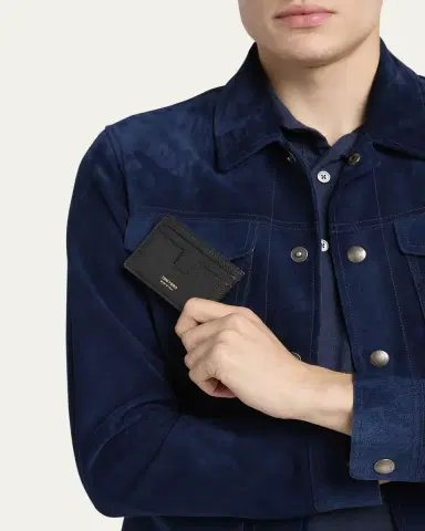 TOM FORD Men's T-Line Grained Leather Card Holder | Thumbnail 2