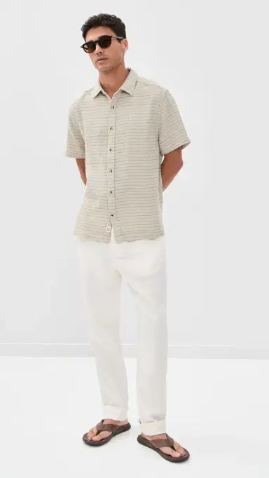Fair Harbor Oasis Textured Shirt Beachwood Stripe | Thumbnail 5