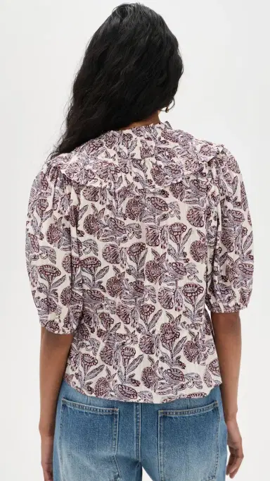 Ulla Johnson Elvie Short Sleeve Cotton Top Meadow | Thumbnail 4