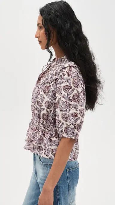 Ulla Johnson Elvie Short Sleeve Cotton Top Meadow | Thumbnail 5