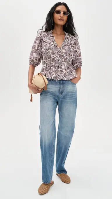 Ulla Johnson Elvie Short Sleeve Cotton Top Meadow | Thumbnail 6