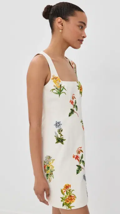 Hemant & Nandita Floral Square Neck Mini Dress White | Thumbnail 4
