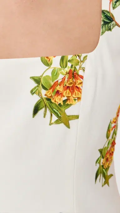 Hemant & Nandita Floral Square Neck Mini Dress White | Thumbnail 6