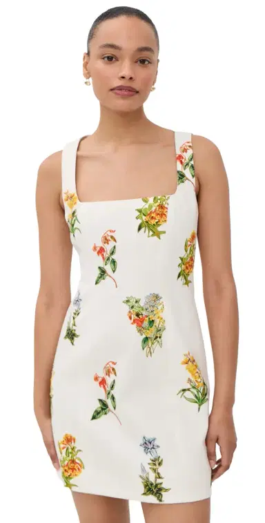Hemant & Nandita Floral Square Neck Mini Dress White | Thumbnail 1