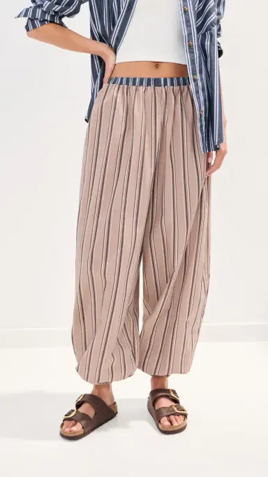 LE BOP Adeline Balloon Pants Khaki Stripe | Thumbnail 3 LE BOP Adeline Balloon Pants Khaki Stripe | Thumbnail 3