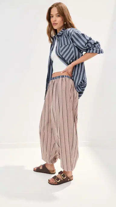 LE BOP Adeline Balloon Pants Khaki Stripe | Thumbnail 4 LE BOP Adeline Balloon Pants Khaki Stripe | Thumbnail 4