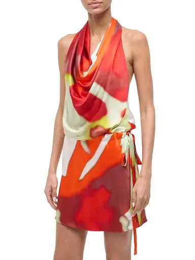 Staud Women's Liora Abstract Silk Halter Minidress | Thumbnail 2 Staud Women's Liora Abstract Silk Halter Minidress | Thumbnail 2